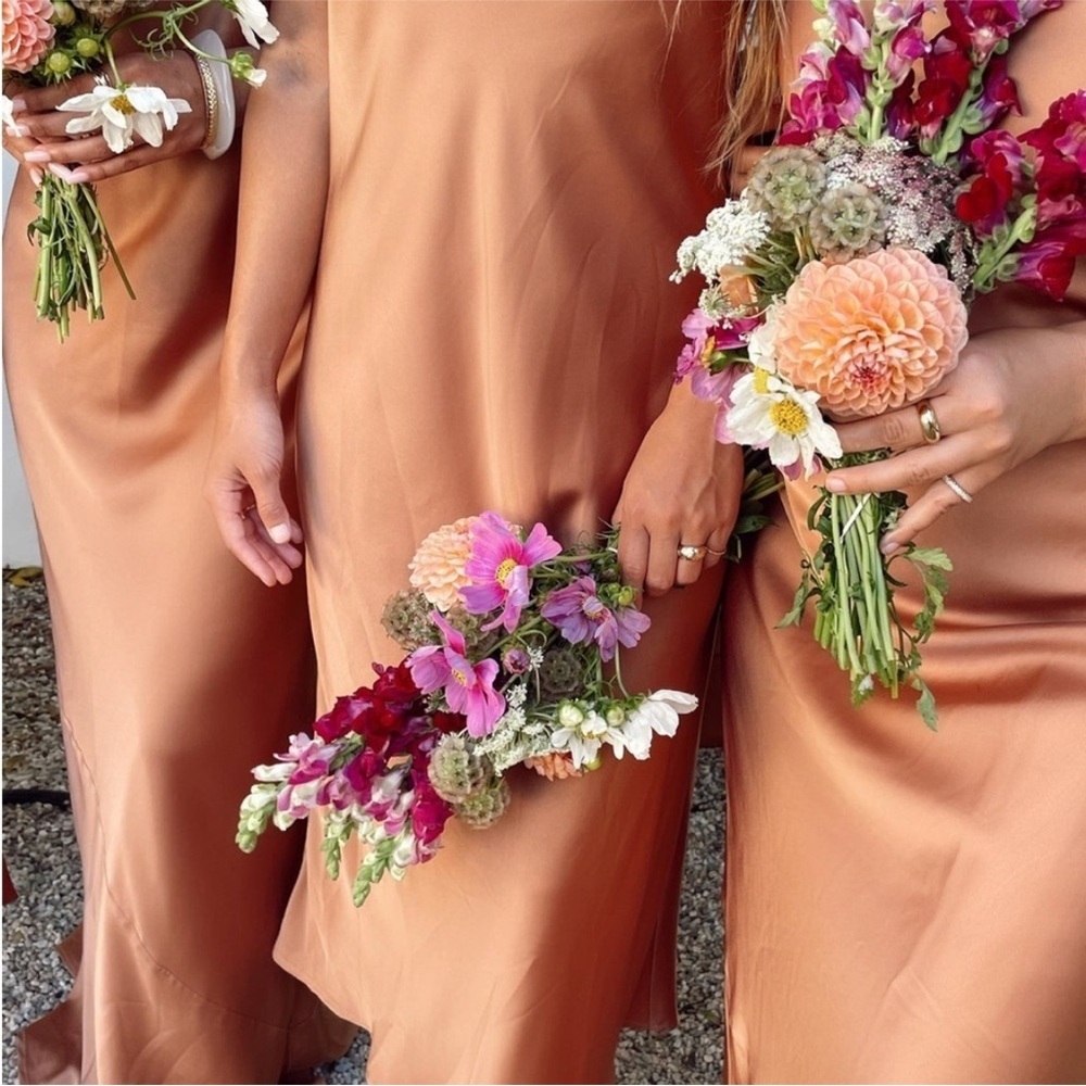SHOW ME YOUR MUMU Verona Cowl Dress In Copper Luxe Satin NEW Size XS - Picture 6 of 15